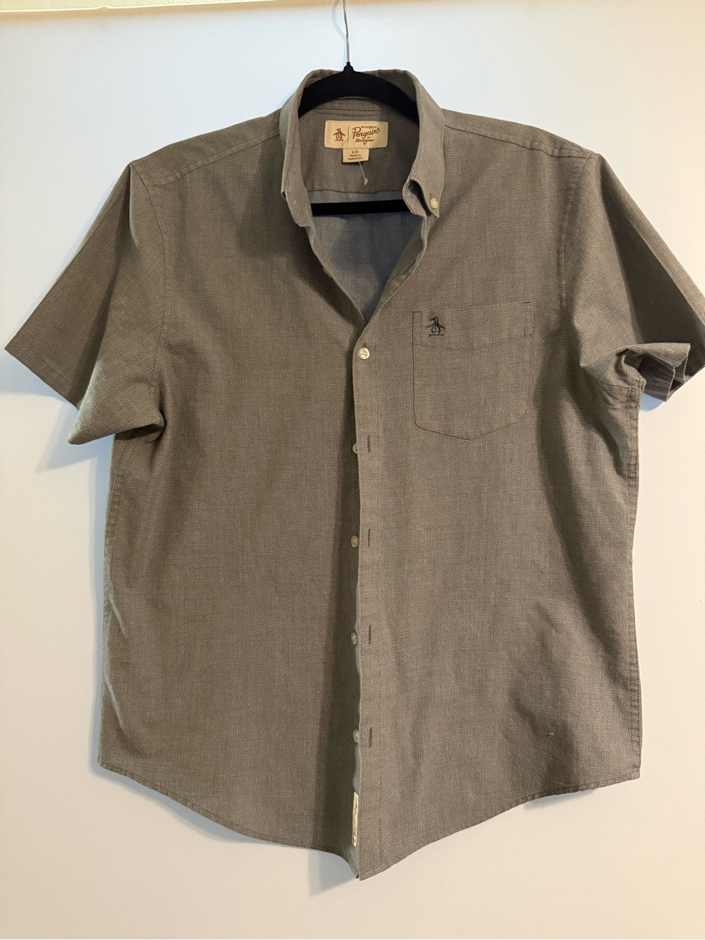Original Penguin Short Sleeve Button-Down Shirt - Olive